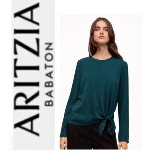 Aritzia Babaton Waverley Top DivineDrape Tie-Front Deep Sea size Large